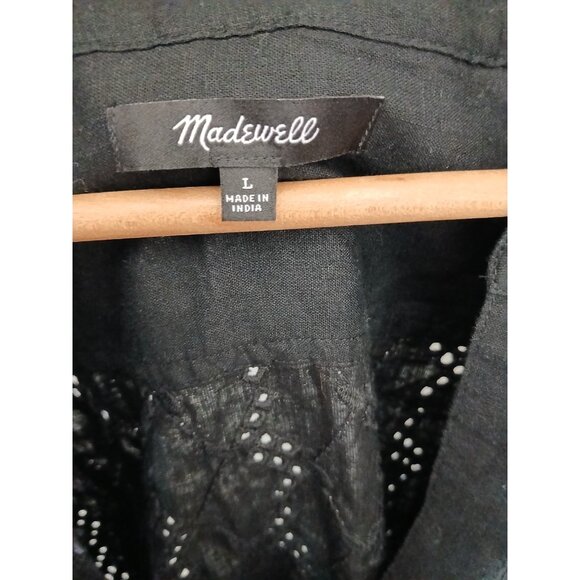 Madewell Long Sleeve Popover Top Eyelet Linen - Picture 5 of 9